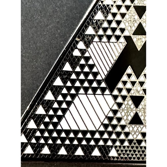 Judy Chicago 1987 triangle Holocaust Project brooch pin signed black white ename - Picture 3 of 16